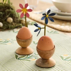 West Elm Easter Wooden Floral Egg Cups (Set of 2)