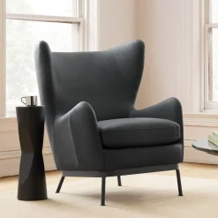 West Elm Edgar Leather Chair - Metal Legs