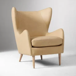 West Elm Edgar Leather Chair - Wood Legs