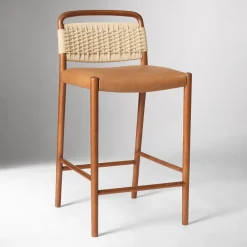 West Elm Eindhoven Leather Counter Stool