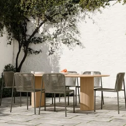 West Elm Ellington Outdoor Terrawood Oval Dining Table & Oceana Dining Side Chairs Set