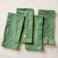 West Elm Embroidered Tennis Napkin Sets