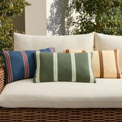 West Elm Emma Chamberlain Reversible Mini Stripe Outdoor Lumbar Pillow