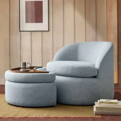West Elm Emma Chamberlain Upholste Chair & Ottoman Set