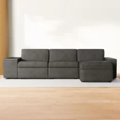 West Elm Enzo Leather 3-Piece Reclining Chaise Sectional w/ Storage (108")