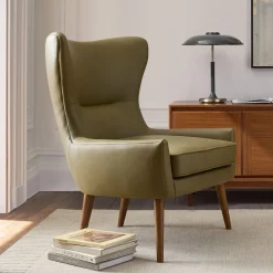 West Elm Erik Leather Wing Chair