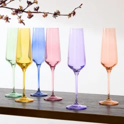 West Elm Estelle Colored Glass Champagne Flute (Set of 6)