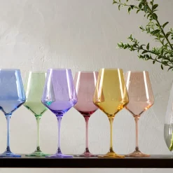West Elm Estelle Colored Glass Stemmed Wine Glass (Set of 6)