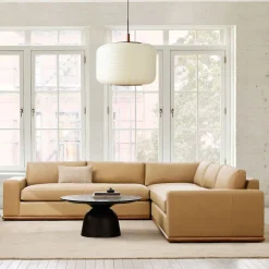 West Elm Ethan Leather 3-Piece L-Shaped Sectional (118")