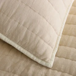 West Elm European Flax Linen Cotton Pick Stitch Quilt & Shams