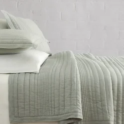 West Elm European Flax Linen Linework Quilt & Shams