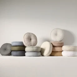 West Elm European Flax Linen Round Pillow