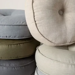 West Elm European Flax Linen Round Pillow