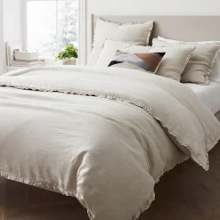 West Elm European Flax Linen Ruffle Duvet Cover & Shams