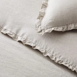 West Elm European Flax Linen Ruffle Duvet Cover & Shams