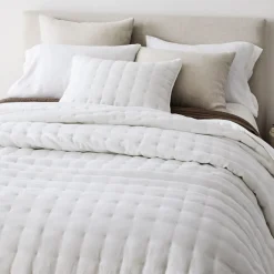 West Elm European Flax Linen Tack Stitch Quilt & Shams