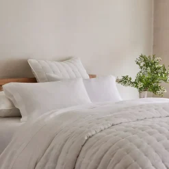 West Elm European Flax Linen Tack Stitch Quilt & Shams