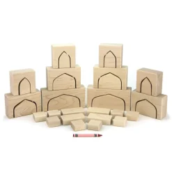 Kids West Elm Everwood Friends Pointed Arch Building Block Set w/ Tray