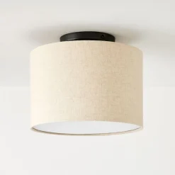 West Elm Fabric Shade Drum Flush Mount (–)
