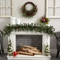 West Elm Faux Pine & Cedar Pine Cones Wreath
