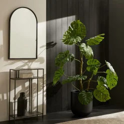 West Elm Faux Potted Monstera Plant & Radius Planter Bundle