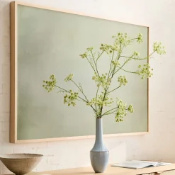 West Elm Faux Queen Anne's Lace Green/Ivory Branch
