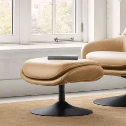 West Elm Fillmore Leather Swivel Ottoman