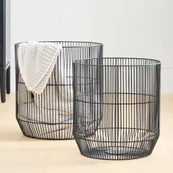 West Elm Fine Line Metal Round Baskets
