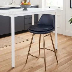 West Elm Finley Leather Counter Stool