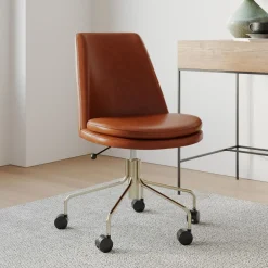 West Elm Finley Leather Swivel Office Chair