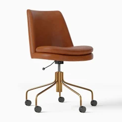 West Elm Finley Leather Swivel Office Chair