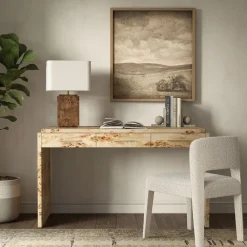 West Elm Finlo Burled 3-Drawer Desk (54")