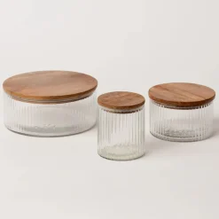 West Elm Fleck Fluted Glass Storage Jars (Set of 3)