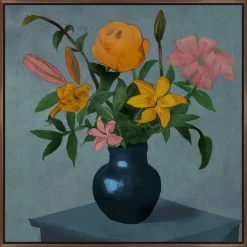 West Elm Floral Still Life Vase Framed Canvas Wall Art