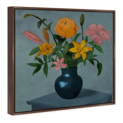 West Elm Floral Still Life Vase Framed Canvas Wall Art