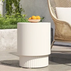West Elm Fluted Ceramic Indoor/Outdoor Side Table (13"–16")