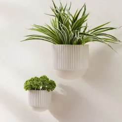 West Elm Fluted Ceramic Indoor/Outdoor Wallscape Planters