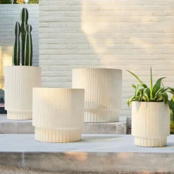 West Elm Fluted Ficonstone Indoor/Outdoor Planters
