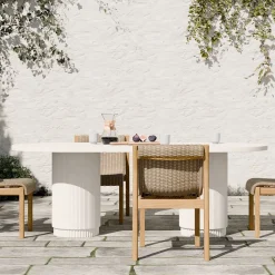 West Elm Fluted Outdoor Oval Concrete Dining Table (84")