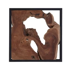 West Elm Framed Slice Teak Wood Dimensional Wall Art