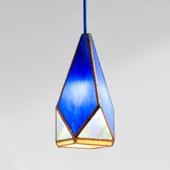 West Elm Friend of All Small Hanging Greta Lamp - Bright Blue & Orange
