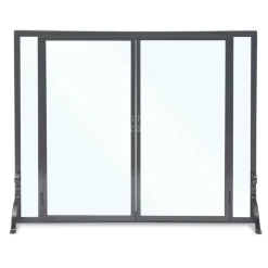 West Elm Full Height Glass Door Fireplace Screen