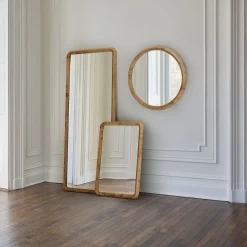 West Elm Geo Burled Wood Wall Mirror - Rectangle
