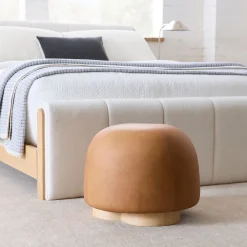 West Elm Gumdrop Leather Swivel Ottoman