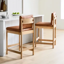 West Elm Halsey Leather Bar & Counter Stools