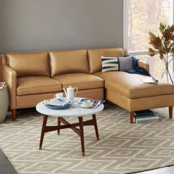 West Elm Hamilton Leather 2-Piece Chaise Sectional (83"–93")