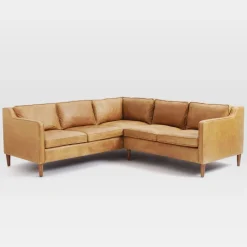 West Elm Hamilton Leather 3-Piece L-Shaped Sectional (88"–98")