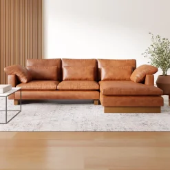West Elm Harmony Leather 2-Piece Chaise Sectional (117")