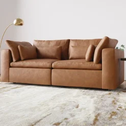 West Elm Harmony Modular Leather Multi-Piece Sofa (86"–121")