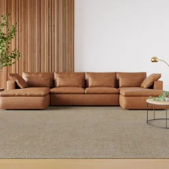 West Elm Harmony Modular Leather 3-Piece U-Shaped Chaise Sectional (158")